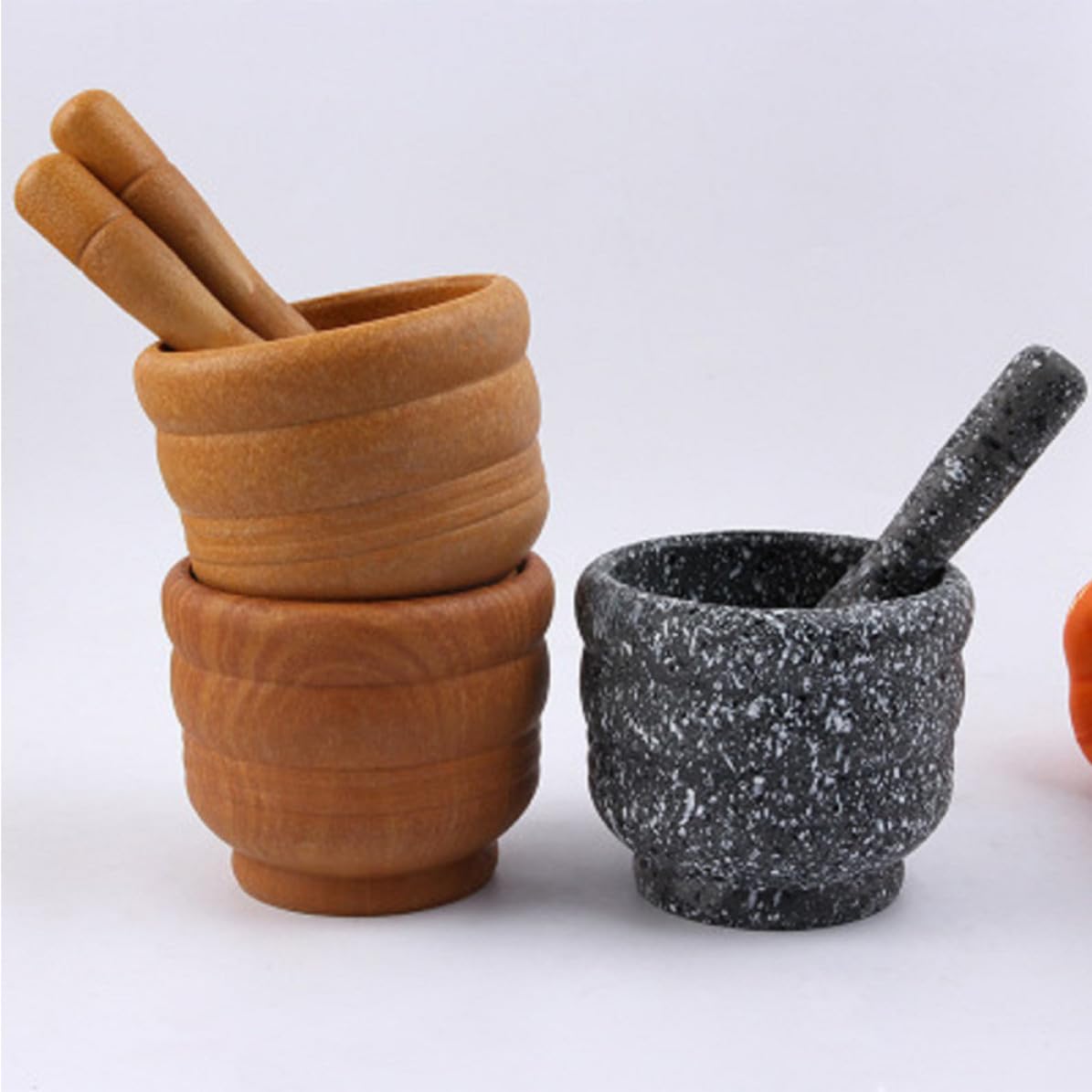 Garlic Pugging Pot PP Pedestal Bowl Manual Grinding for Kitchen