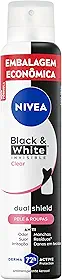 NIVEA Desodorante Antitranspirante Aerossol Black & White INVISIBLE Clear 200ml, Proteção 72h, Contra Suor e Odor, Anti-manchas