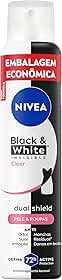 NIVEA Desodorante Antitranspirante Aerossol Black & White INVISIBLE Clear 200ml, Proteção 72h, Contra Suor e Odor, Anti-manchas