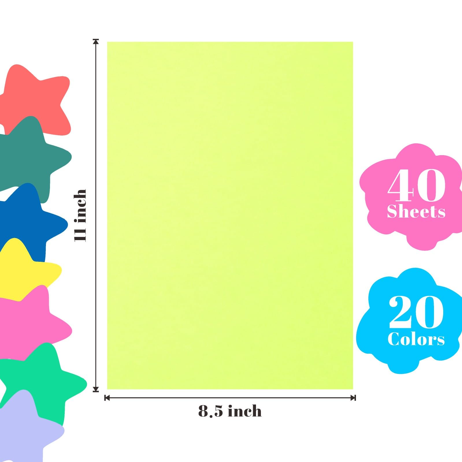 Farbiger Karton, 21,6 x 27,9 cm, 20 verschiedene Farben, 180 g/m² dickes Konstruktionspapier für Bastelarbeiten, Kartenherstellung, Scrapbooking, Cricut, Schulbedarf, Drucker und Büro, 40 Stück