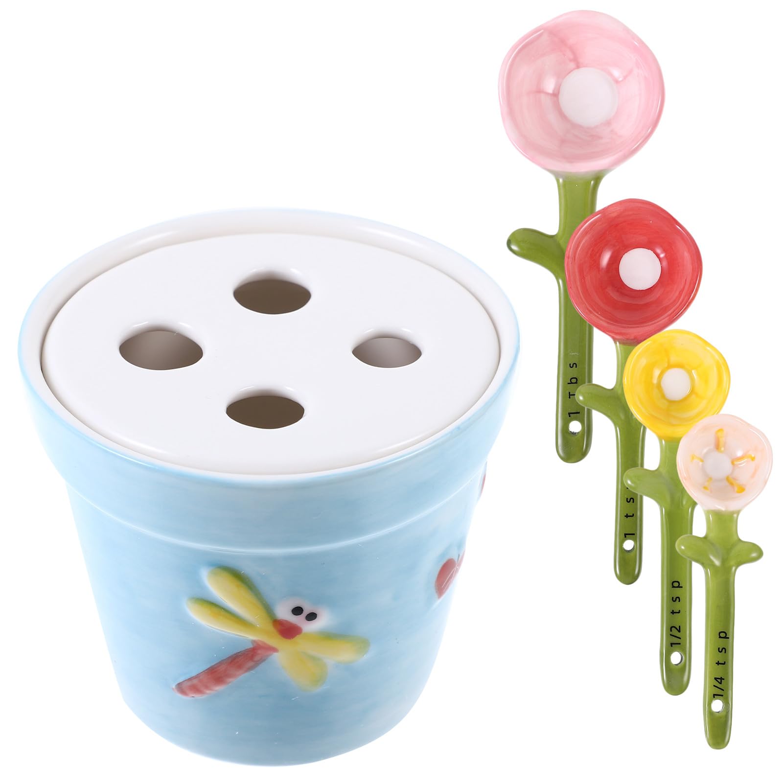 Cucchiaio Contatore a Fiore in Ceramica, Set 1 Pezzo per Latte