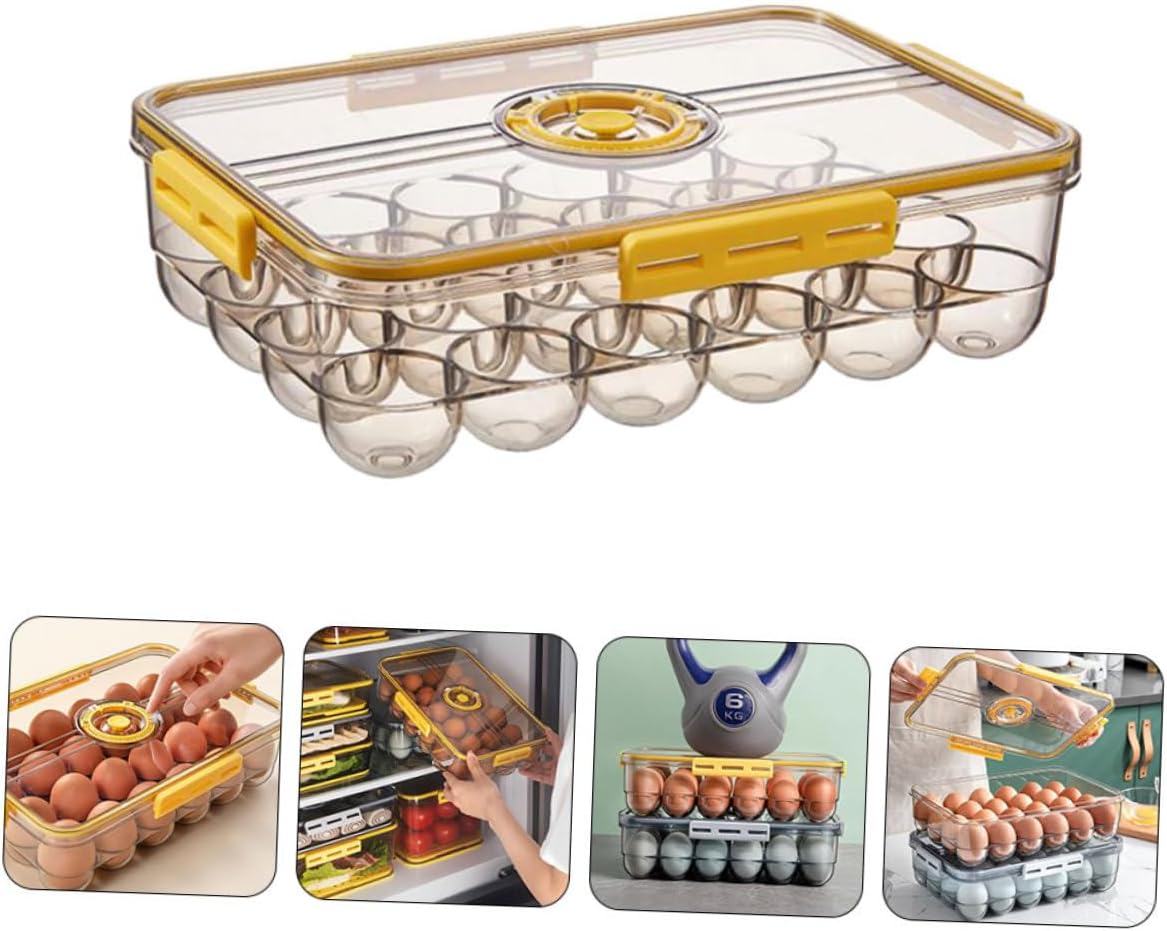 Egg Storage Container 24-Cavity Refrigerator Egg Holder Thickened Time-Saving Food Storage Box for Kitchen Organization 1-Pack