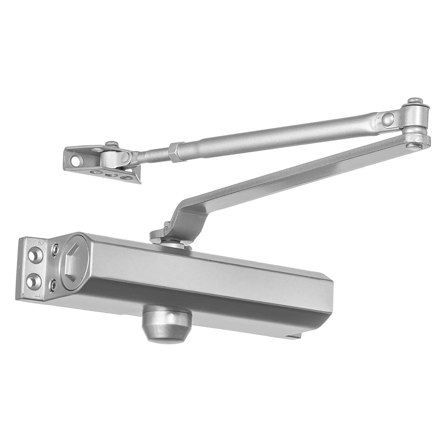 SANJARI Automatic Hydraulic Double Speed Aluminium Door Closer Premium Heavy Duty for Residential/Commercial Purpose with Fitting Set (Silver) (Pack of 1) 1