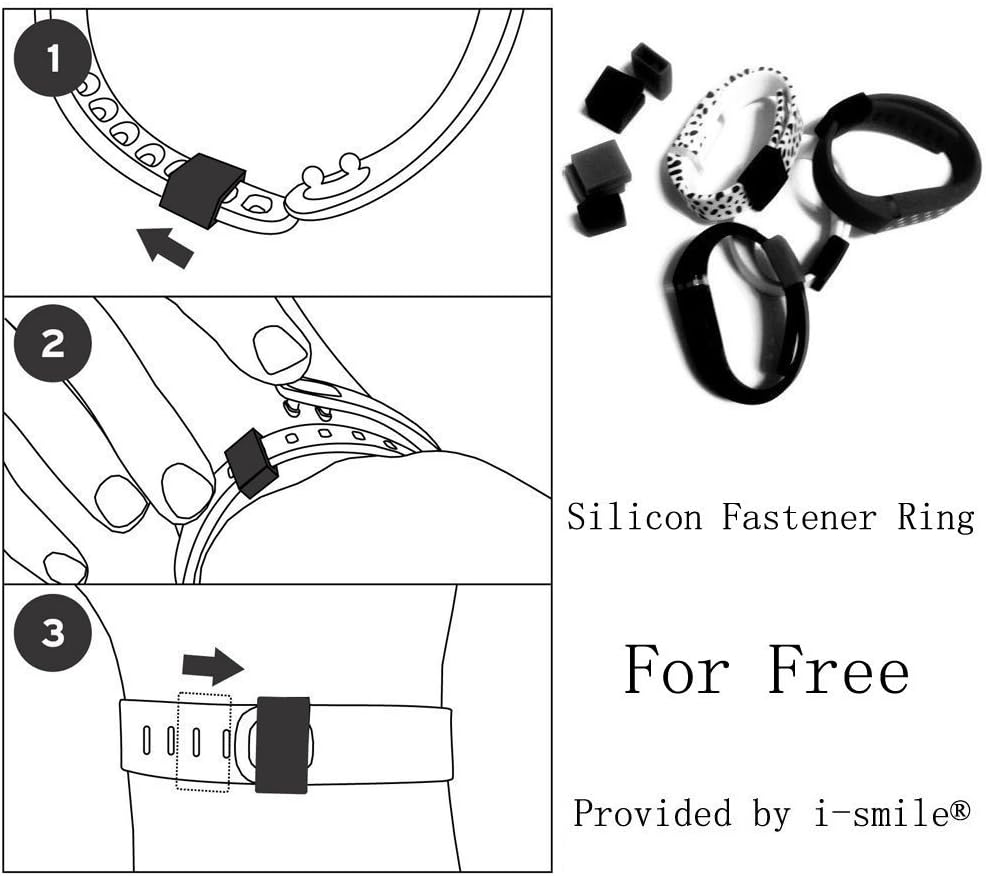 i-smile 1PC Replacement Bands with Metal Clasps for Fitbit Flex / Wireless Activity Bracelet Sport Wristband / Fitbit Flex Bracelet Sport Arm Band (No tracker, Replacement Bands Only) & 1pc Black Silicon Fastener Ring
