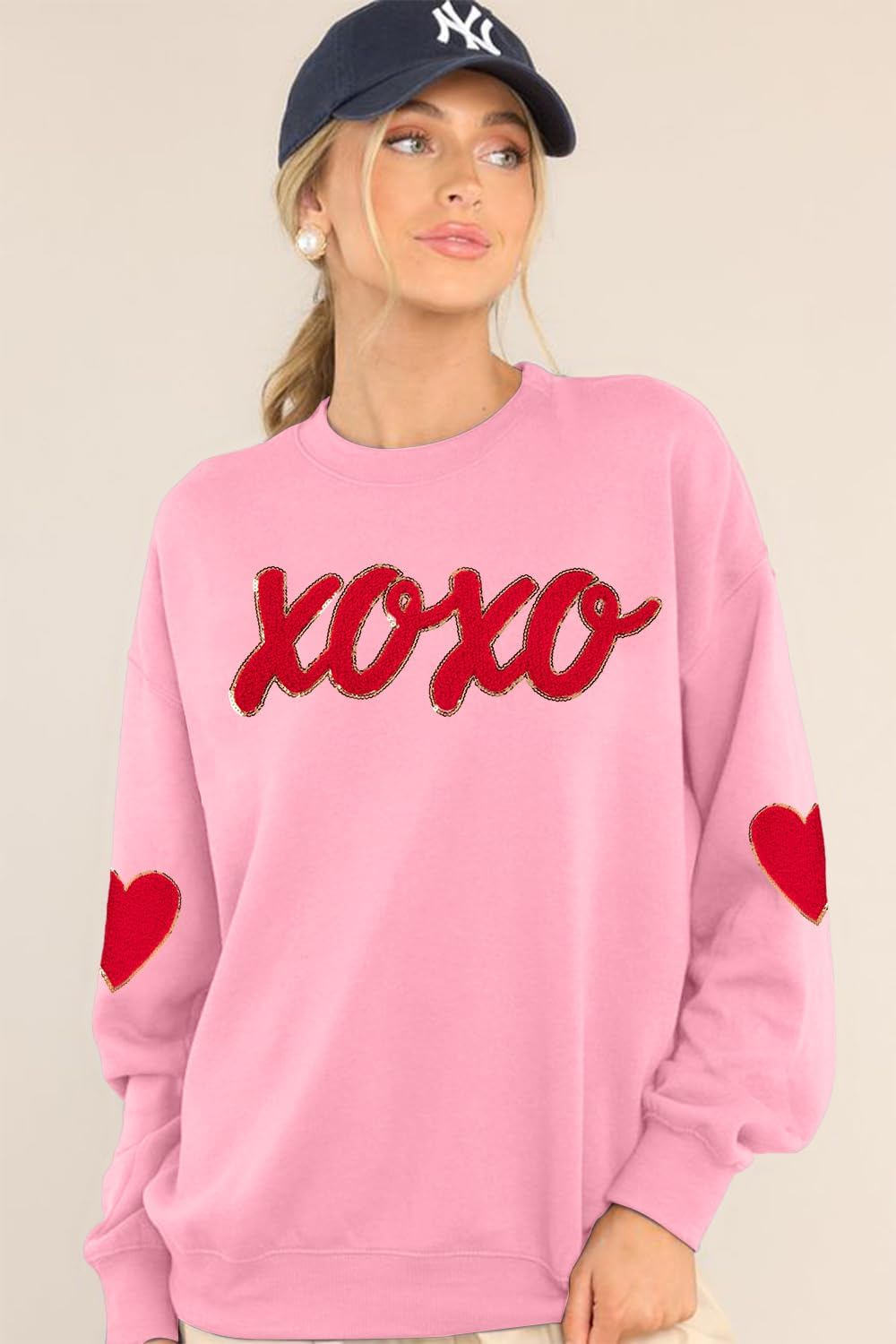 MAXIMGR Valentines Sweatshirt Women Teacher Valentine Shirts sequin Love Heart Graphic Tee Valentine's Day Gift Pullover - Image 3
