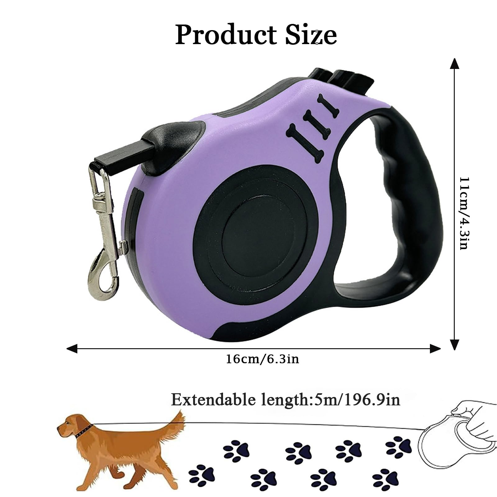 Retractable Dog Lead, 5M/16FT Extendable Dog Training Lead360°Tangle-Free with Smooth & Durable Nylon Tape - Image 2