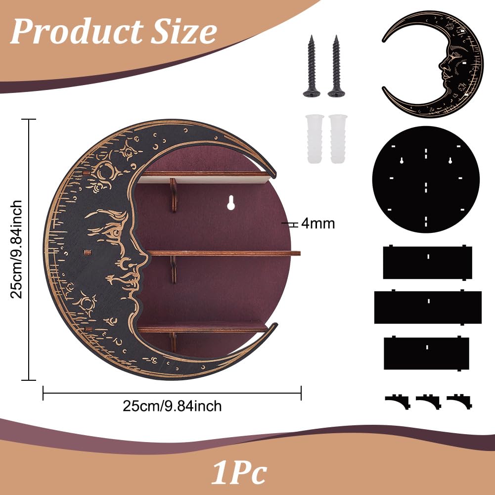 INFUNLY Pendelständer Mondphase – Schwarz, 11,9 X 28,9 Cm, Mit 18 Schlitzen Für Kristallpendel & Ketten, Dekorativ