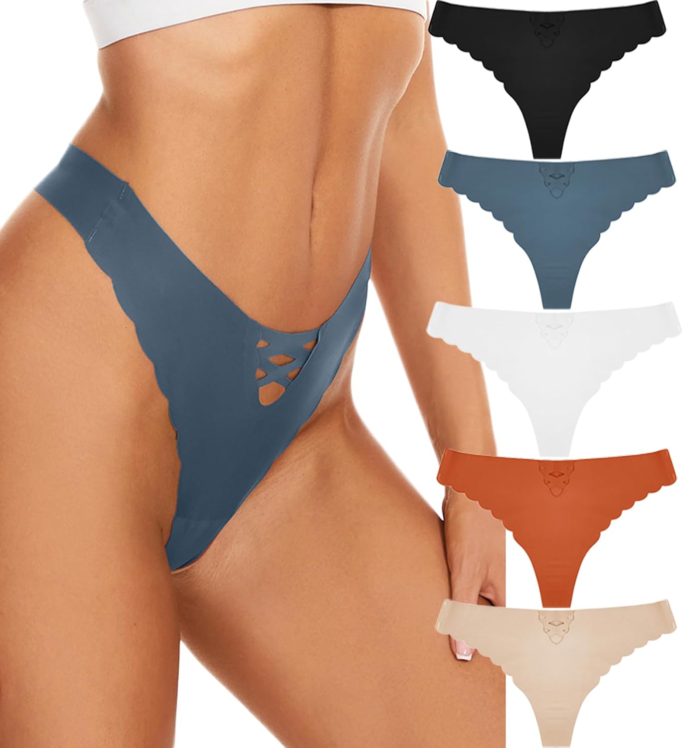 No Show Underwear G-String Seamless Thongs for Women,No Line Breathable Comfortable Thongs Women's Panties Pack (S-XL)