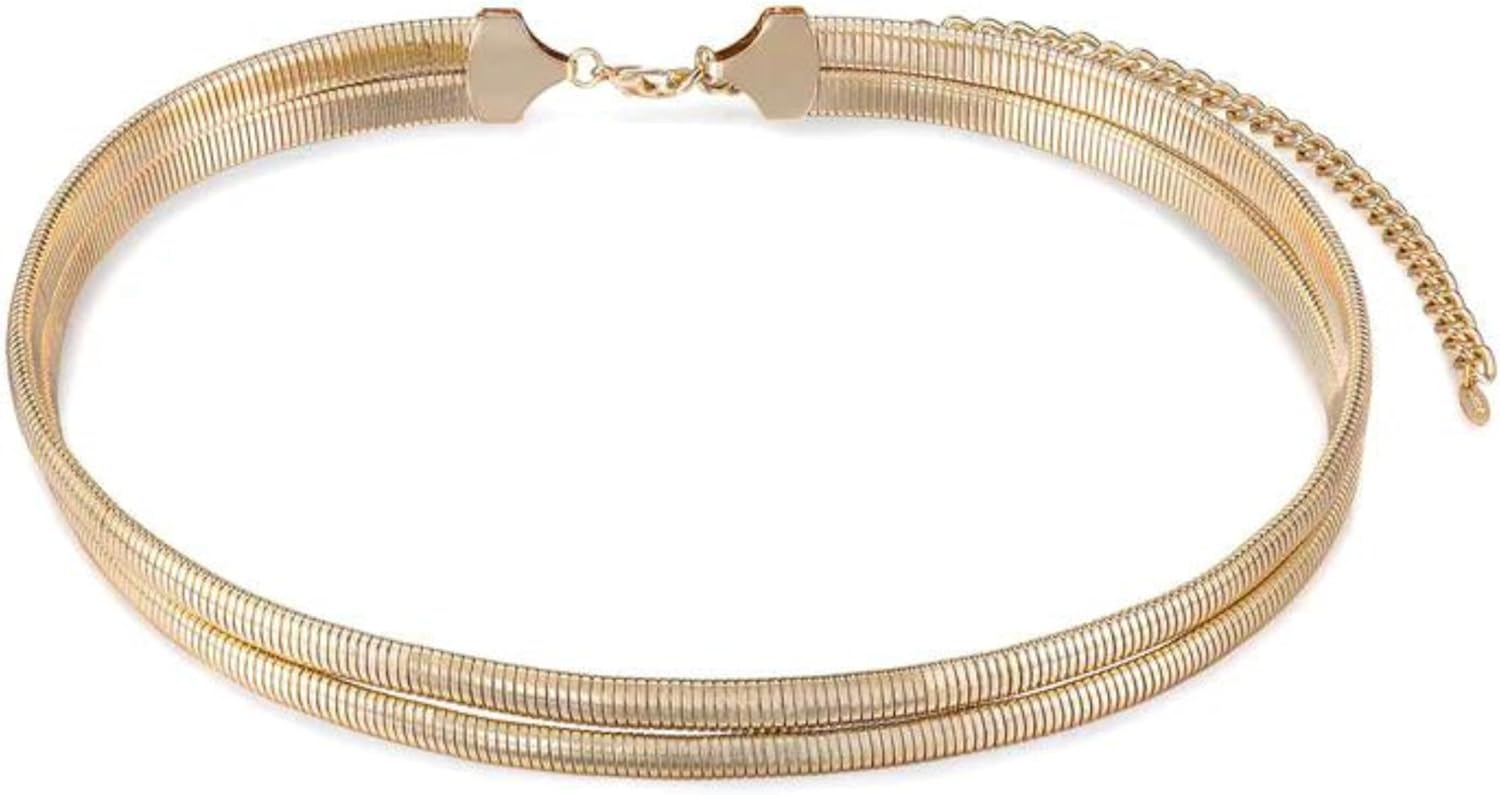 Ettika Wrap Around Flex Snake Chain Belt, Gold