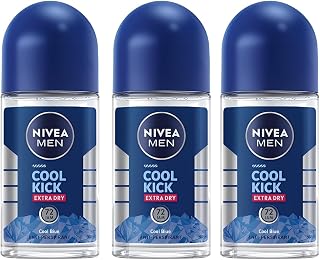Men Cool Kick Anti-Perspirant Roll-On Deodorant 50ml – 72 Hour Sweat & Odor Protection, Refreshing Cool Formula with Masculine Scent, Skin Comfort, Quick Dry, Long-Lasting Freshness, 3 Pack