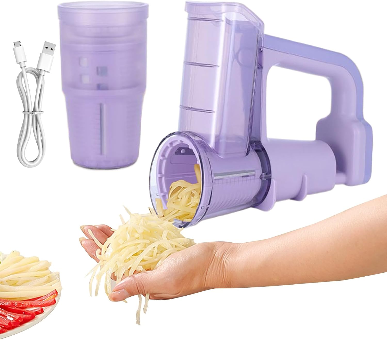 Electric Vegetable Chopper, Quick Multifunctional Cutter, Cheese Grater, Vegetable Chopper, Cucumber Slicer, Perfect for Carrot, Onion, Garlic, Salad, Meal Prep, Home Kitchen