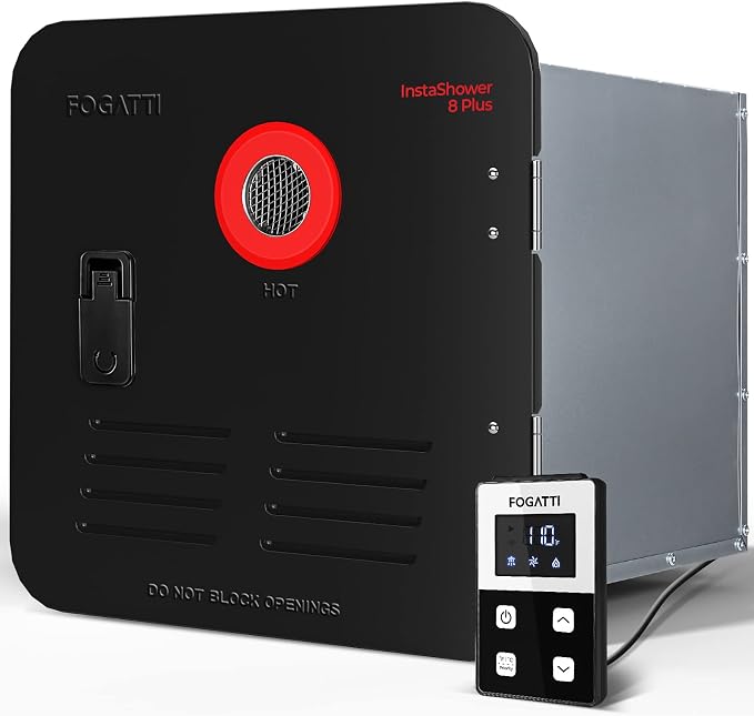 FOGATTI InstaShower 8 Plus RV Tankless Water Heater, Propane, 12V
