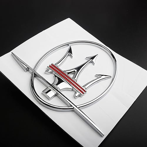 Miniatura 2 de 2 calcomanías con emblema de Trident para puerta lateral, 3D para ventana trasera, accesorios de la serie Ghiblii (rojo cromado)