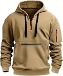 Rela Bota Hommes Hoodies Quarter Zip Hoodie Couleur Contraste Chandail à capuche , 1/4 fermeture zip, Kangaroo Pocket & Poche à manches, Hotte à cordons dressing, Lignée de polaire, Idéale pour les sorties quotidiennes/entraînement/port de campus