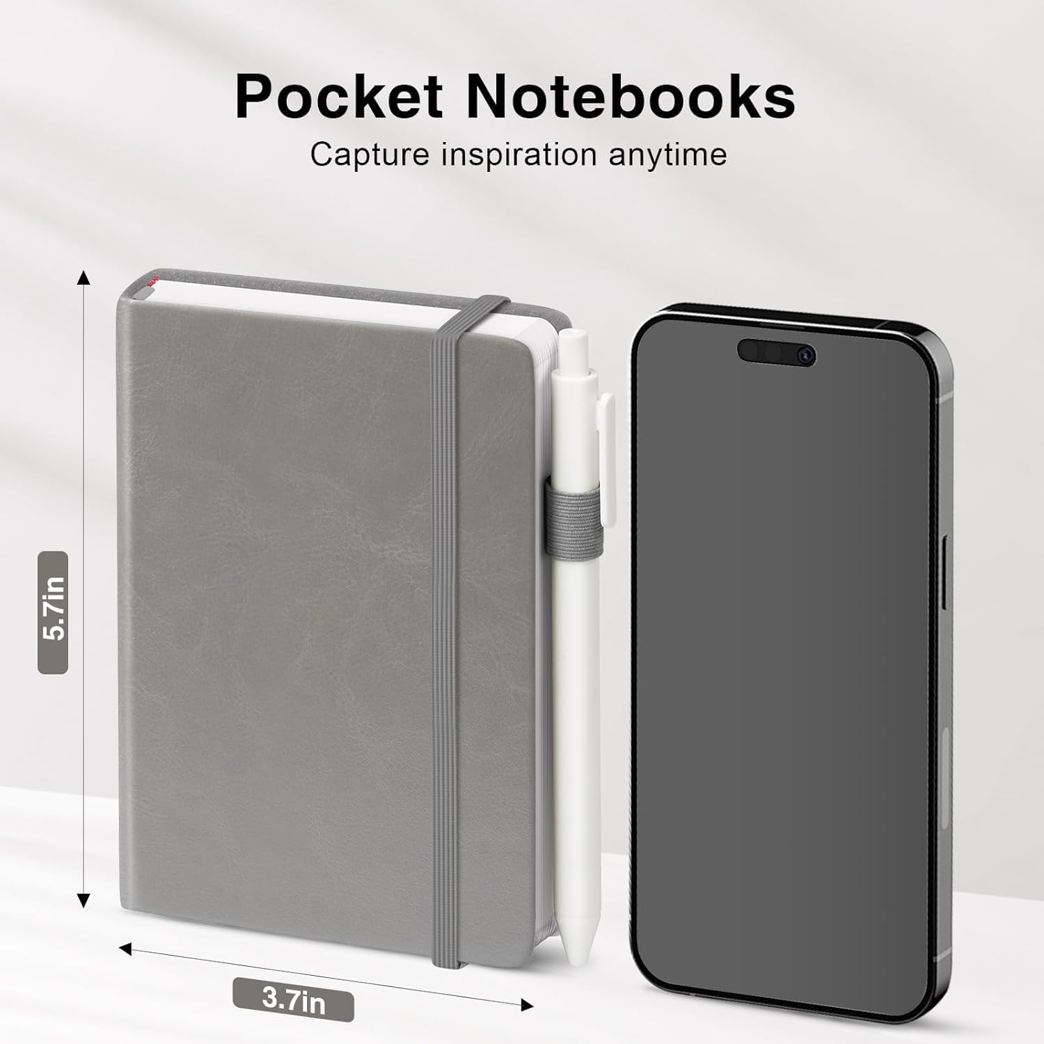 Pocket Small Notebook Journals, 16 Pack (Silver Gray) Mini Notebook 3.7x5.7 Journaling Notebooks for Women Men, Hardcover Lined Note Pads with Pens for Work, Business, Travel Journal, Office Supplies