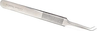 A2Z- Multipurpose Stainless Steel Precision Lab Tweezers Thin Pointed Tips & Non Slip Grip-45 degree Right Angled Labware, Inspection & Repair Tool- For Microscopic & Precision Tasks - 4.5 Inch