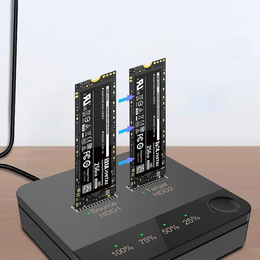 M.2 SATA/NVMe Dual-Bay Hard Drive Stacja dokująca Offline Clone Stacja dokująca Duplikator Transmisja danych Dysk twardy Stacja dokująca Clone Duplicaotr dla SSD Rozmiar 2230/2242/2260/2280/22110