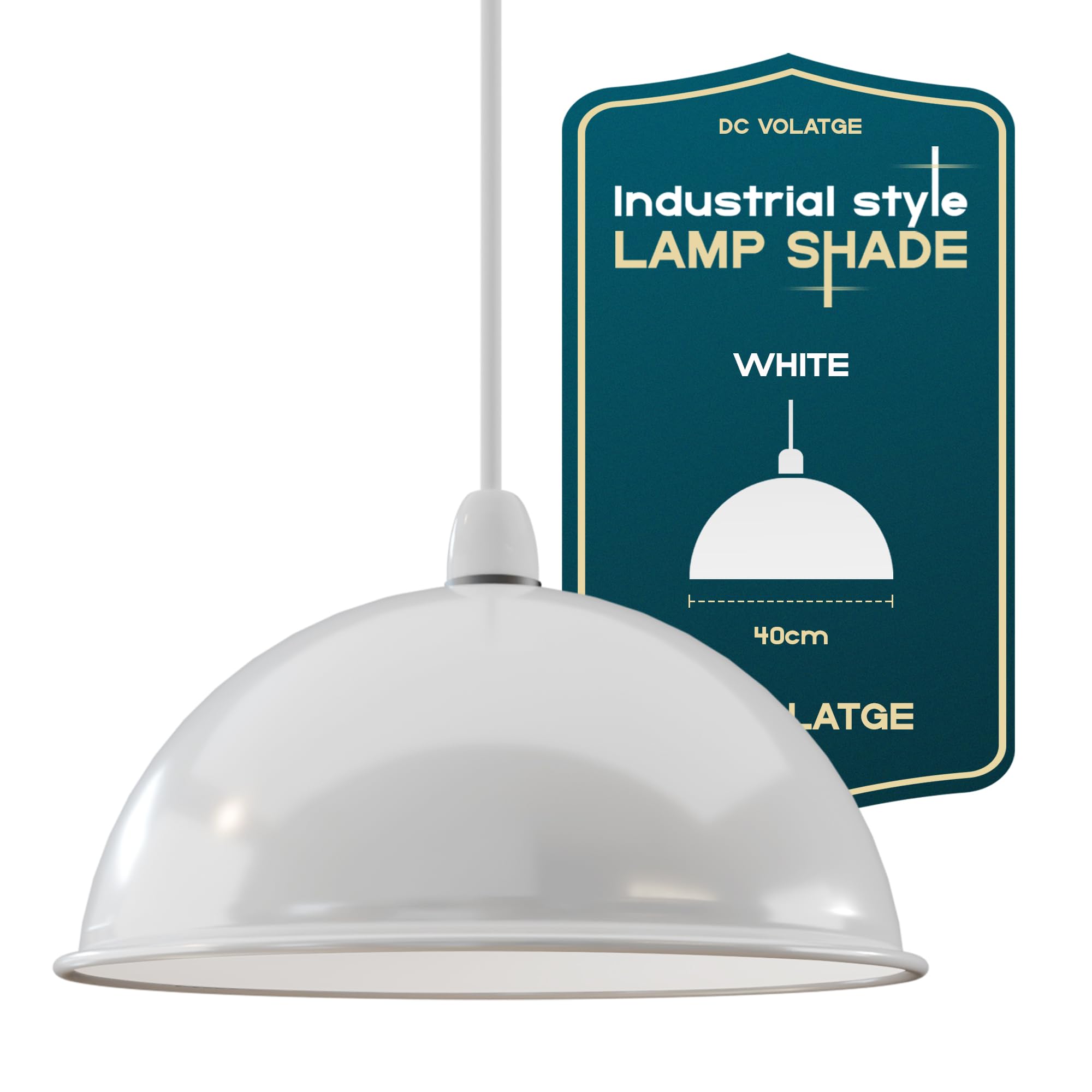Pantallas de luz de techo industrial retro, 40 cm, cúpula de metal rústico blanco, fácil ajuste, pantallas vintage para iluminación colgante de repuesto, lámparas de pared, lámparas de mesa,