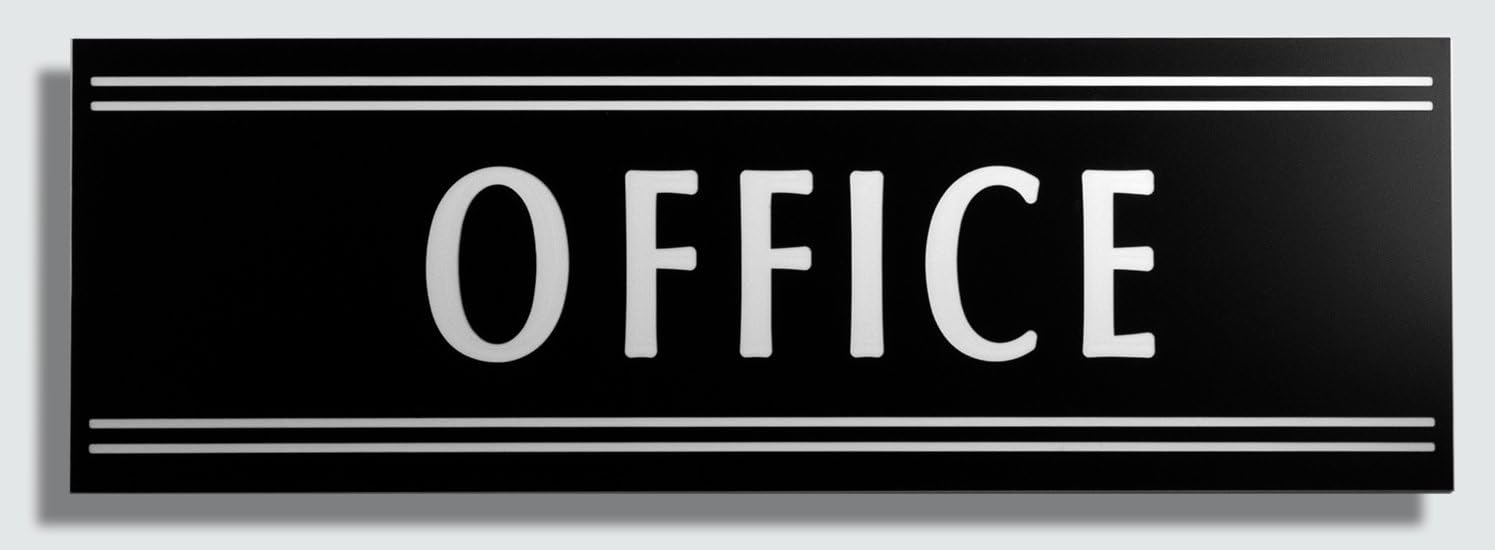 Office Door Sign – 9X3" (Black/White) Engraved Premium Design Office Signage – Communicates Professionalism – For Offices – Not a Sticker – Engraved on Quality ABS Plastic