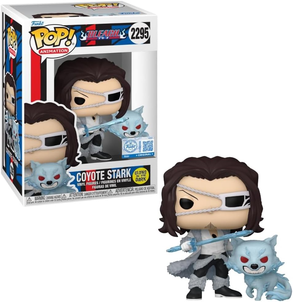 Funko POP! Animation Bleach Coyote Stark with Wolf Buddy, Glow in The Dark Exclusive, #2295, 3.9 and 1.8 Inch Vinyl Figures