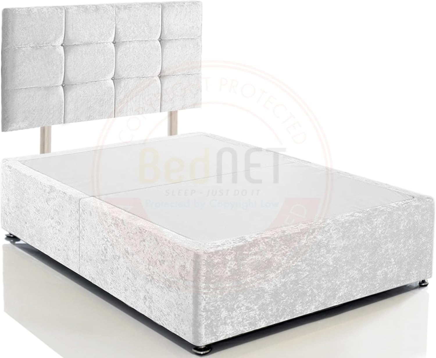 Crushed Velvet Divan Bed Base Frame and Storage Drawers in