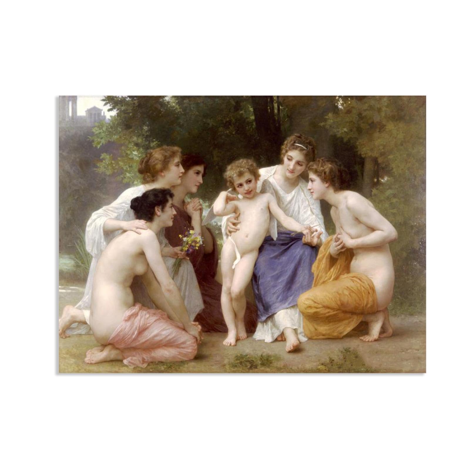 RXNHGJDS William-Adolphe Bouguereau Wall Art Admiration Classical Art Prints Picture Famous Artwork Wall Decor for Living Room Bedroom Bathroom Home Decor 70x50cm frameless