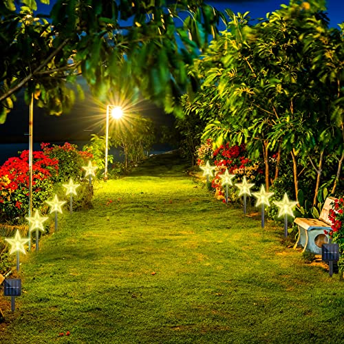 Christmas Light Stakes Set Of 10 Christmas Snowflake Lights Outdoor Star Pathway Markers Solar Stakes Landscape Path Lights Christmas Lights Outdoor Decorations Holiday Party Yard Lawn Garden Decor #TOP5