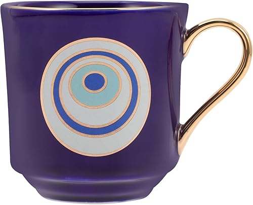 Hemoton Taza de café de cerámica con patrón de mal de ojo con asa, taza de agua de ojo de dios turco, taza de leche para beber para el hogar,