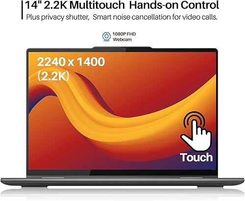 Miniatura 2 de Lenovo 2023 Yoga 7i - Laptop 2 en 1 de 14 pulgadas, pantalla táctil de 2.2K, Intel 10-Core i7-1355U de 13 generación, gráficos Iris Xe, 16 GB LPDDR5
