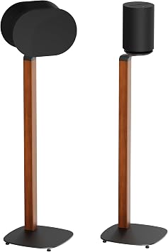 ynVISION.DESIGN Premium Wooden Walnut Floor Stand Compatible with Sonos Era 100 and Era 300 Black Pack of 2