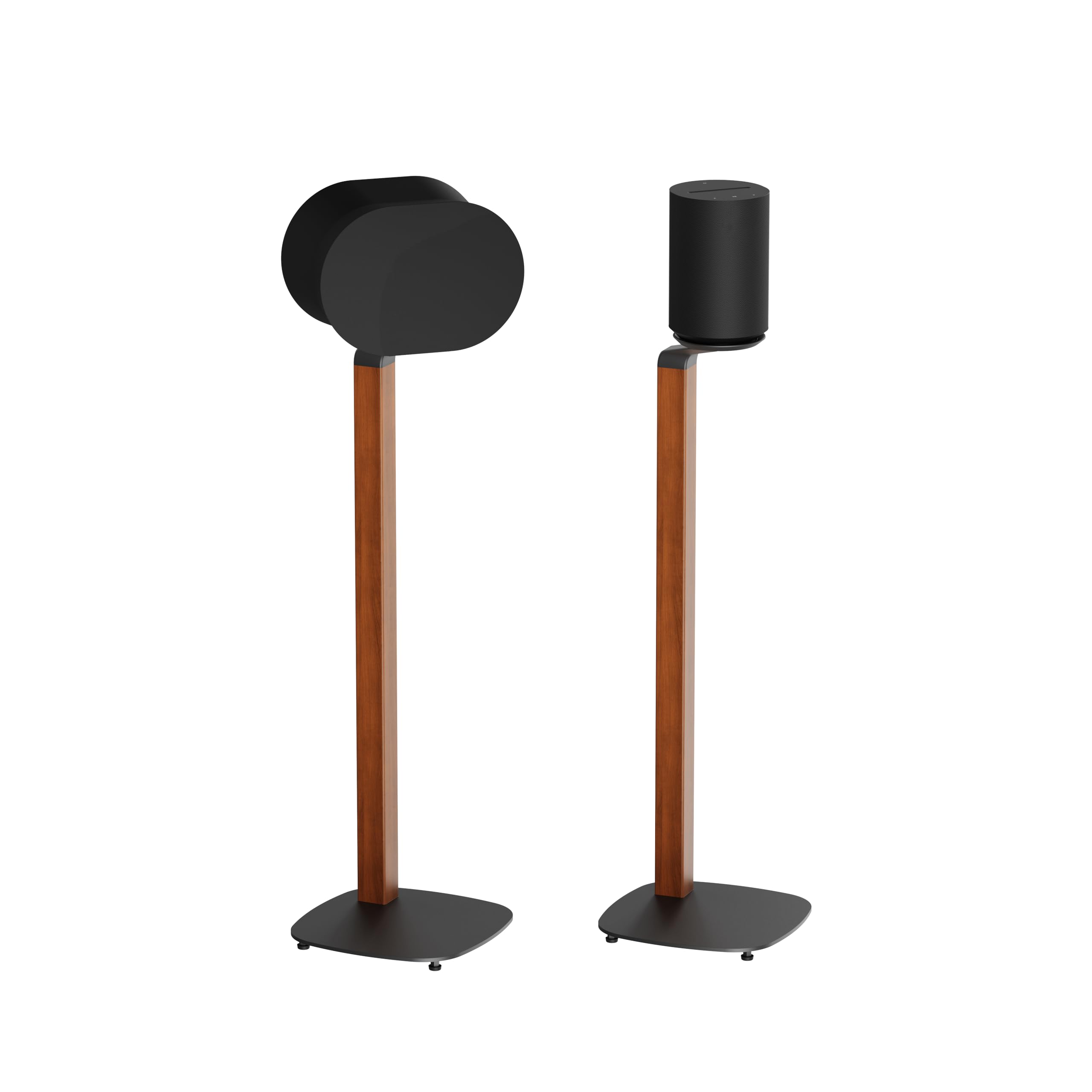 ynVISION.DESIGN Premium Wooden Walnut Floor Stand Compatible with Sonos Era 100 and Era 300 (Black) (Pack of 2)