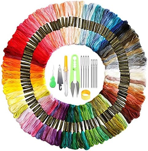 Dimxvean 120 Skeins Embroidery Floss Cross Stitch Thread with Sewing kit，Friendship Bracelets Floss Crafts Floss Bracelet Yarn, Craft Floss, Aroic Embroidery Floss Set