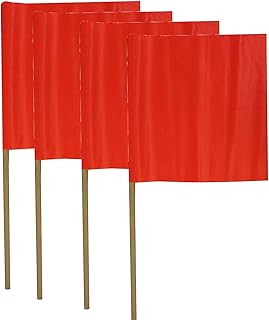 Orange Vinyl 18 inch Safety Flag on 36 inch Wooden Dowel (4 Each)