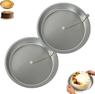 Easy Release Pans Round with Lever, Quick Release Easy-Out Cake Parset, Circle Smash Cakes Maker, House Non-stick-Round Baking Mold for Baking All Kinds of Bases 9.7" Diameter X 1.4" H (2pcs)