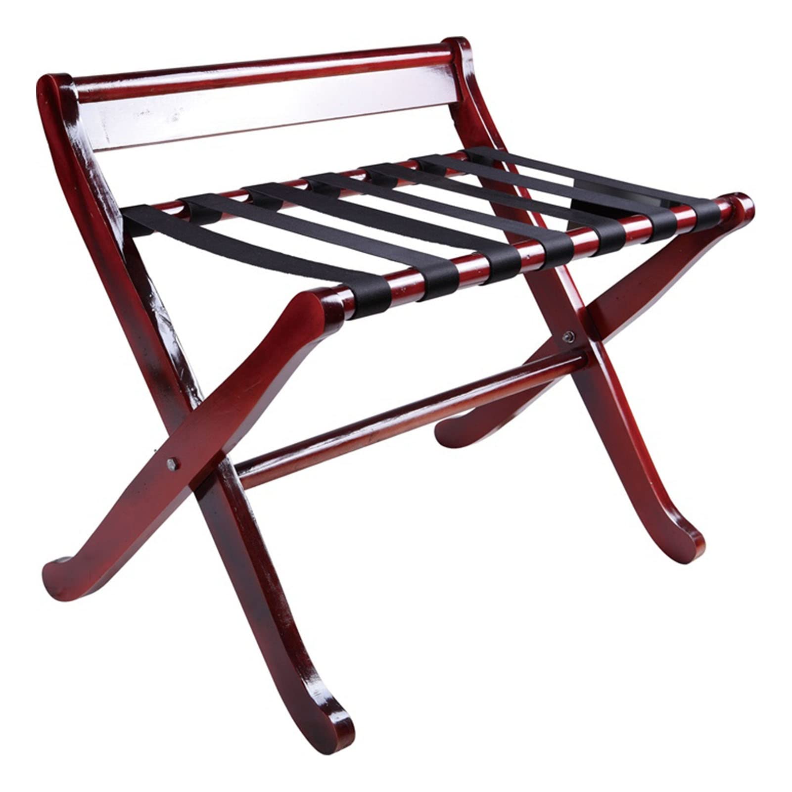 Klappbarer Kofferständer – Gepäckablage Für Das Gästezimmer, Faltbare Kofferhalterung Mit Rückenlehne, Multifunktionale Ablage Aus Massivholz, Reise-Sitzhocker(Wine red)