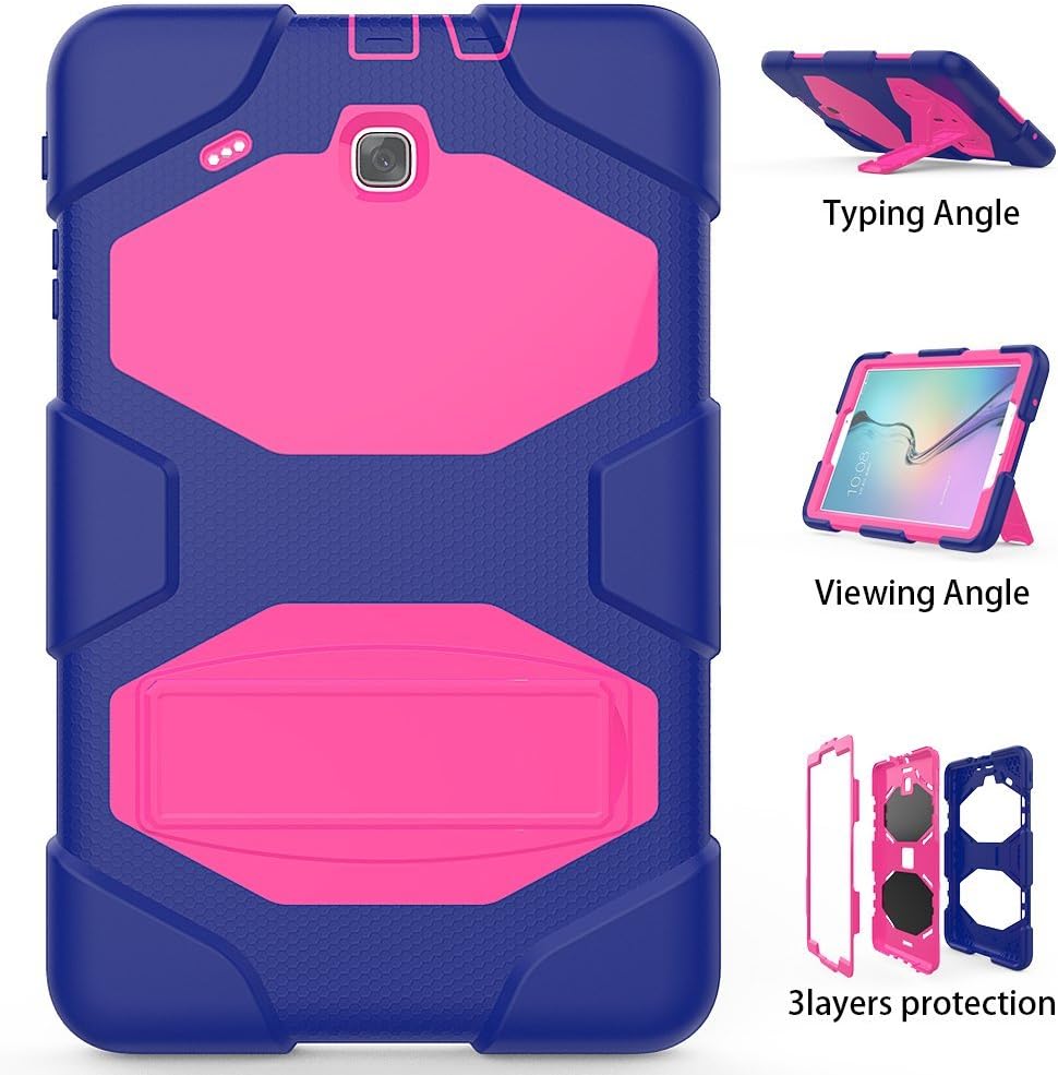 Galaxy Tab E 9.6 Case, Kickstand - Shockproof Heavy Duty Three Layer Kids Case Cover for Tab E 9.6-Inch Tablet (SM-T560/T561/T565) - Purple Pink