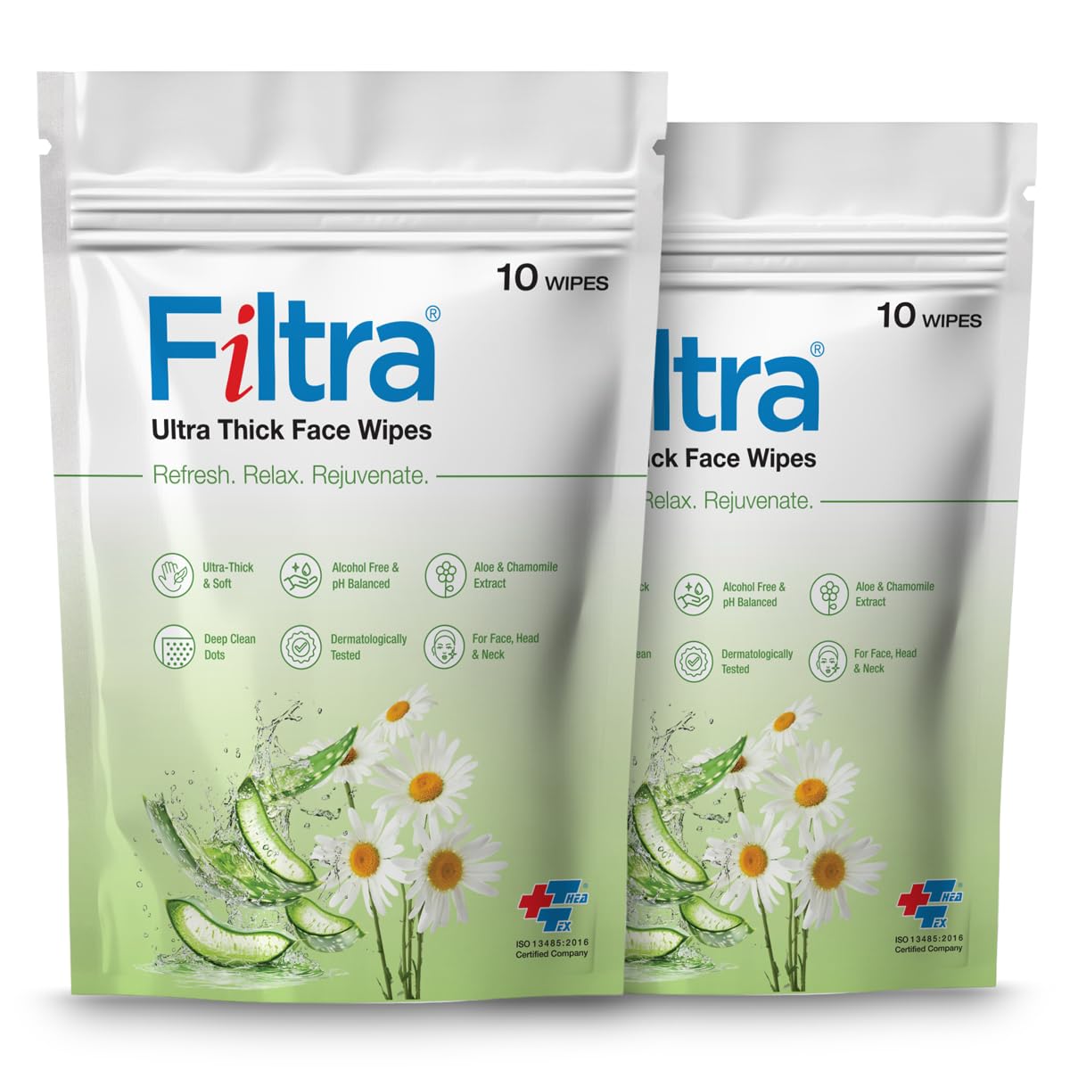 Filtra® Ultra Thick Face Wipes | Ultra Thick, Luxurious & Soft Dotted Fabric | Make Up Removal | Facial Cleansing| Refresh & Rejuvenate | Lightly Fragranced with Aloe, Vitamin E, Chamomile | Zip Lock Stay Fresh Pouch (10 count (Pack of 2))-image-25