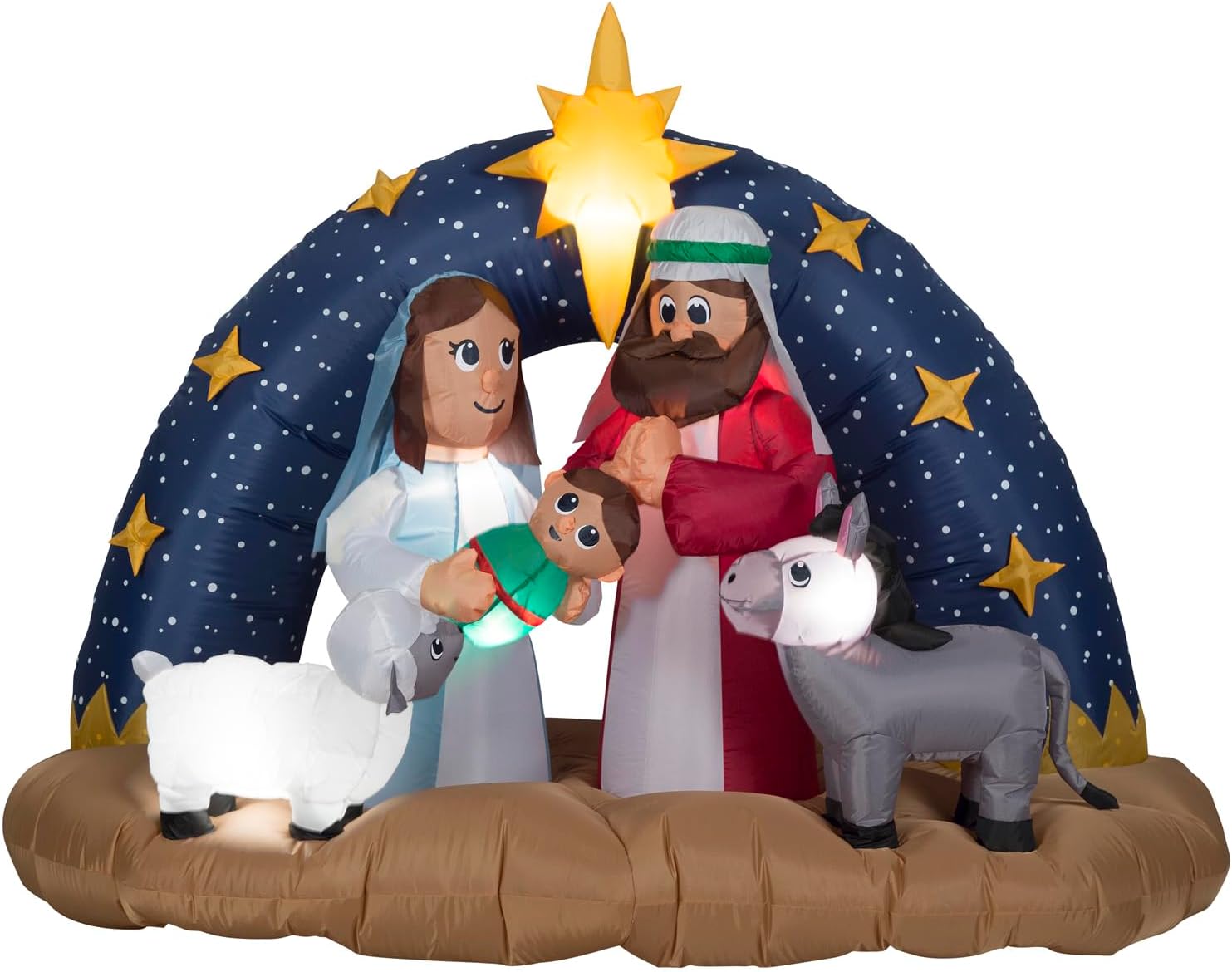 Gemmy Christmas Inflatable Starry Nativity Scene, 5 ft Tall, Multi