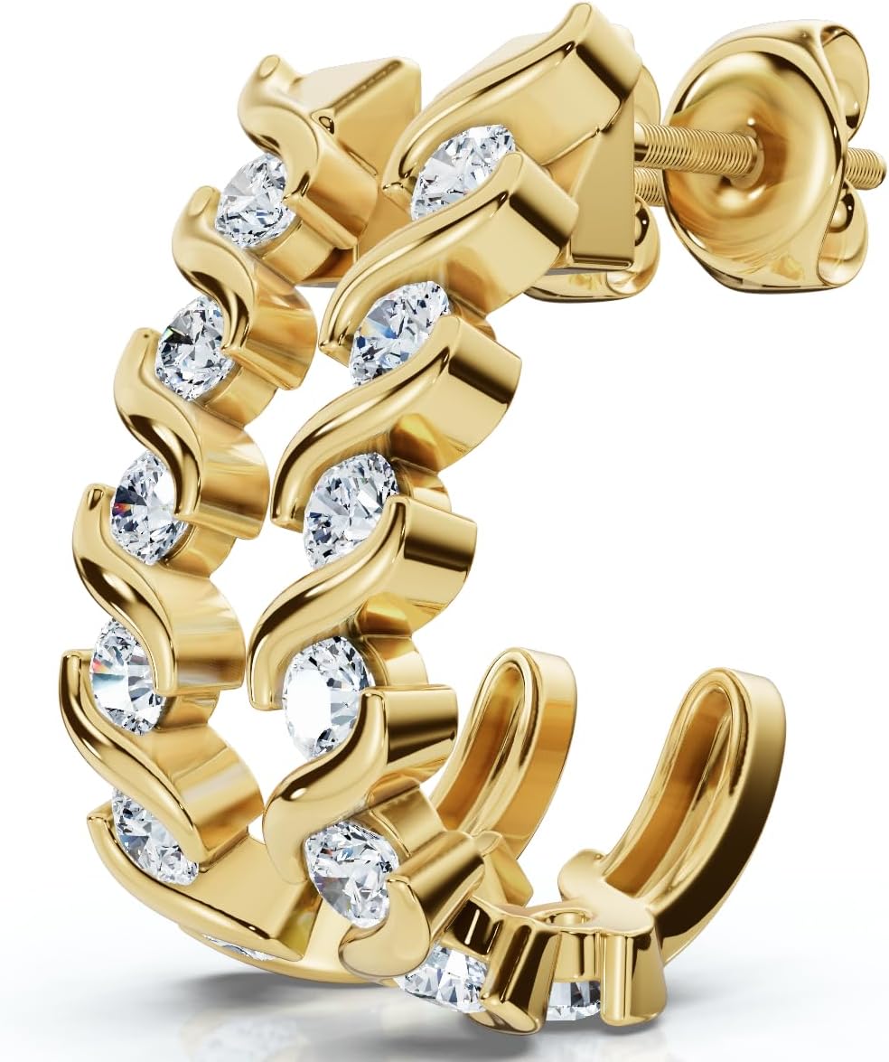 Pompeii 3/8Ct Diamond Curve Earrings 14k Gold Lab Grown Lab Grown - Size 3/4" (EF,VS)