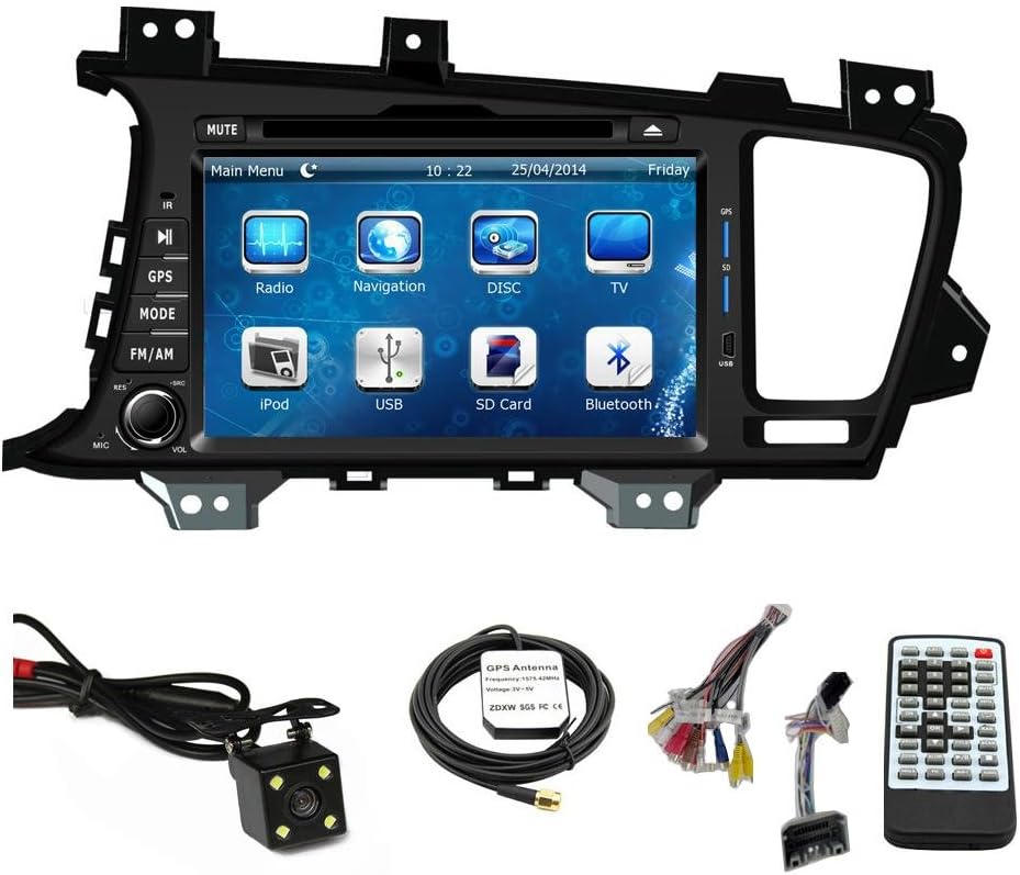 TLTek 8 inch Touch Screen Car GPS Navigation System for Kia Optima 2011 2012 2013 DVD Player+Backup Camera+North America Map