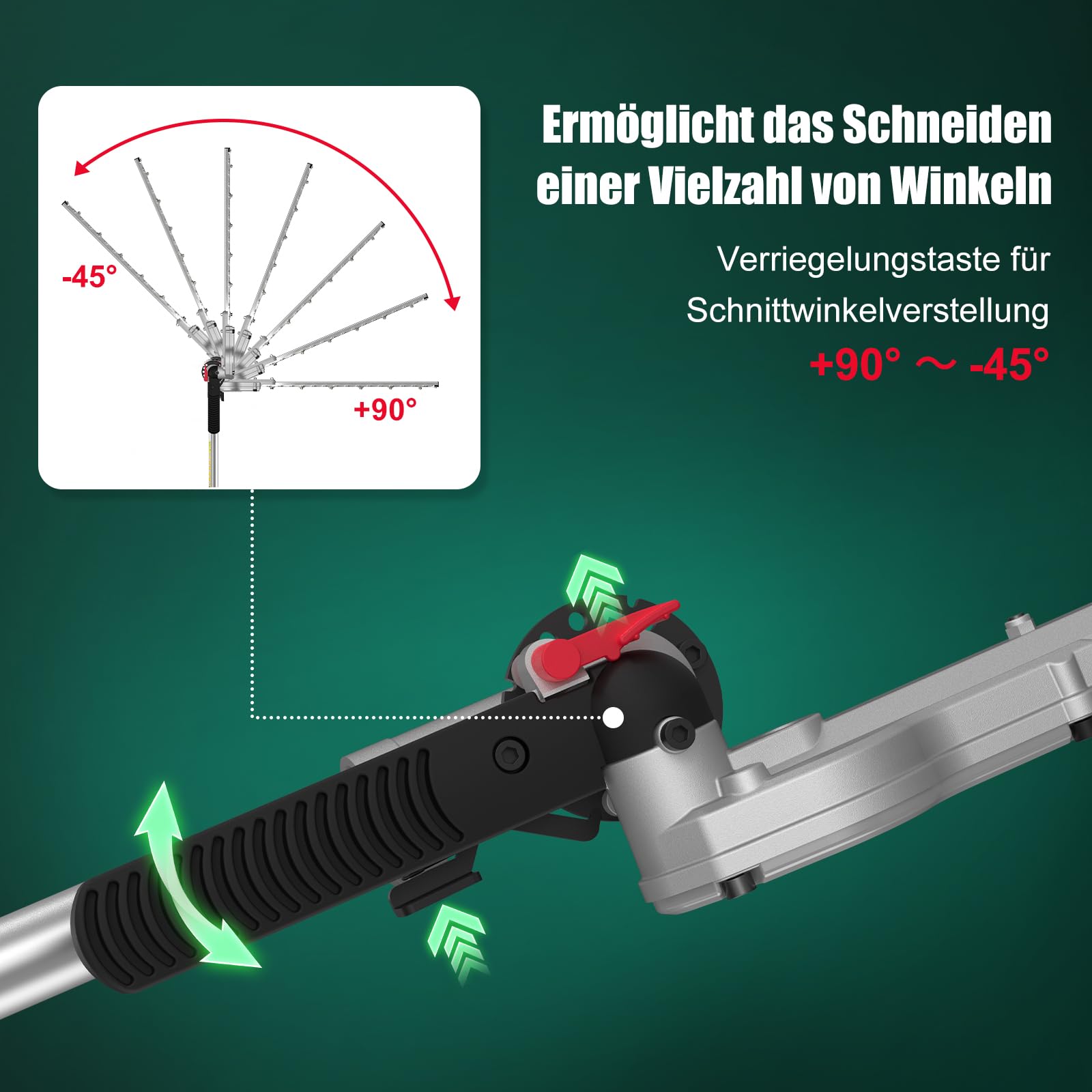 HYCHIKA Teleskopheckenscheren Elektrisch 900W, Heckenschere Teleskop-Astschere, Power Hedge Trimmer, Hochentaster 200-250 cm Verstellbare Reichweite, Schwenkbarer Kettensägenstab für Hof & Garten