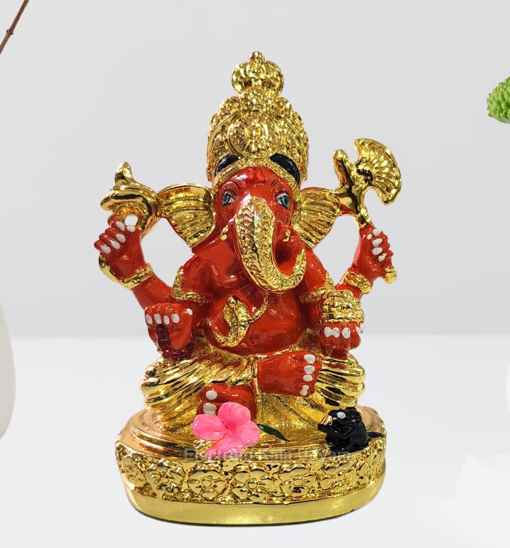 Electrum Kala udyam Gold Plated Siddhivinayak Ganesha - for Car Dashboard, Office Desk, and Festive Gifting (SIDDHIVINAYAKGOLDTRUNK 3.5")
