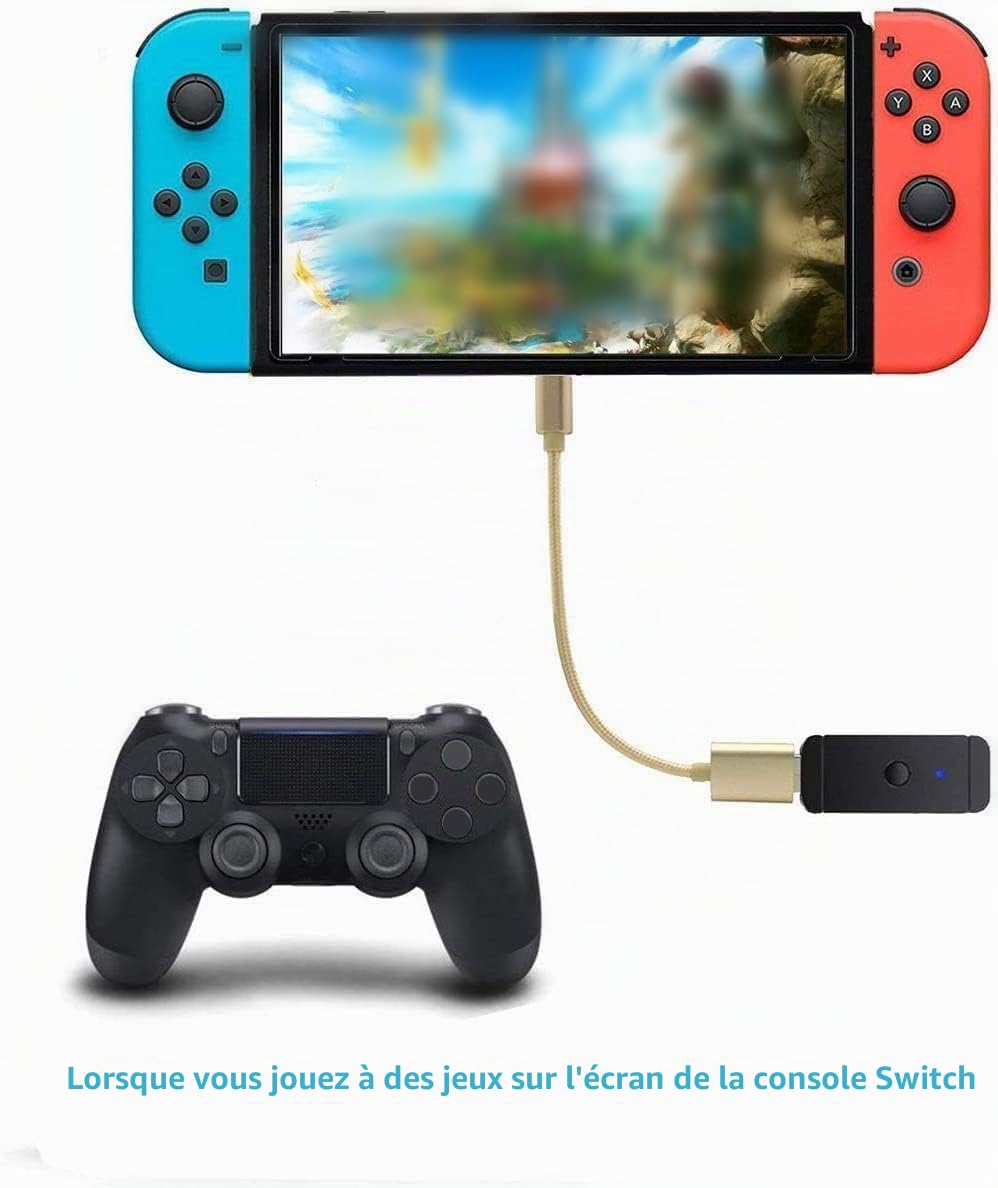 GZW-Shop Adaptateur bleutooth sans Fil de Manette pour Switch/PS3/PS4/PS5/Xbox Controleur récepteur convertisseur pour Switch PS3 et Windows PC