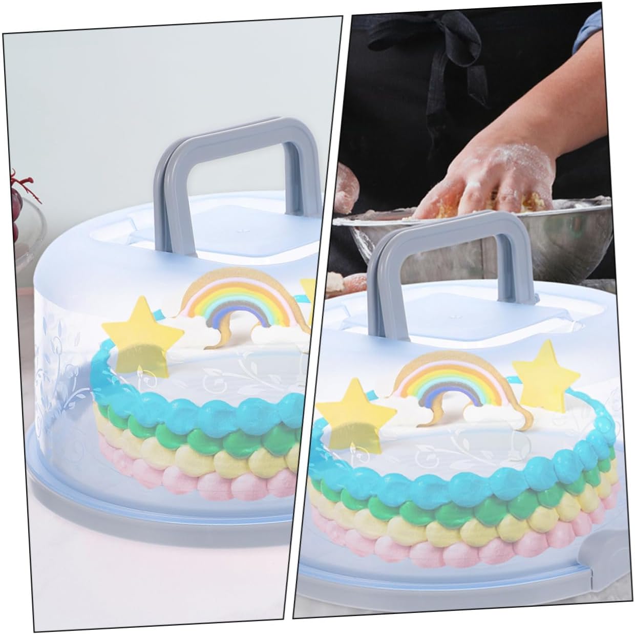 NUOBESTY Cake Carrier 2pcs PP round Box with Handle and Lid