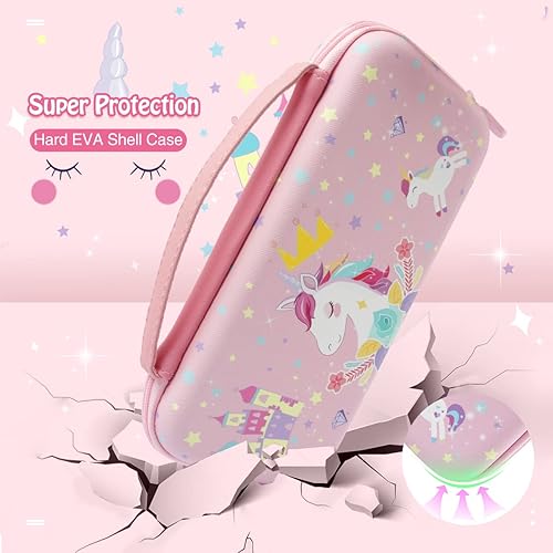 Miniatura 4 de Pink Unicorn Carrying Case Compatible with Nintendo Switch (NOT OLED or LITE) with Dockable Protective Grip Case+Screen Protector+Unicorn Stickers,