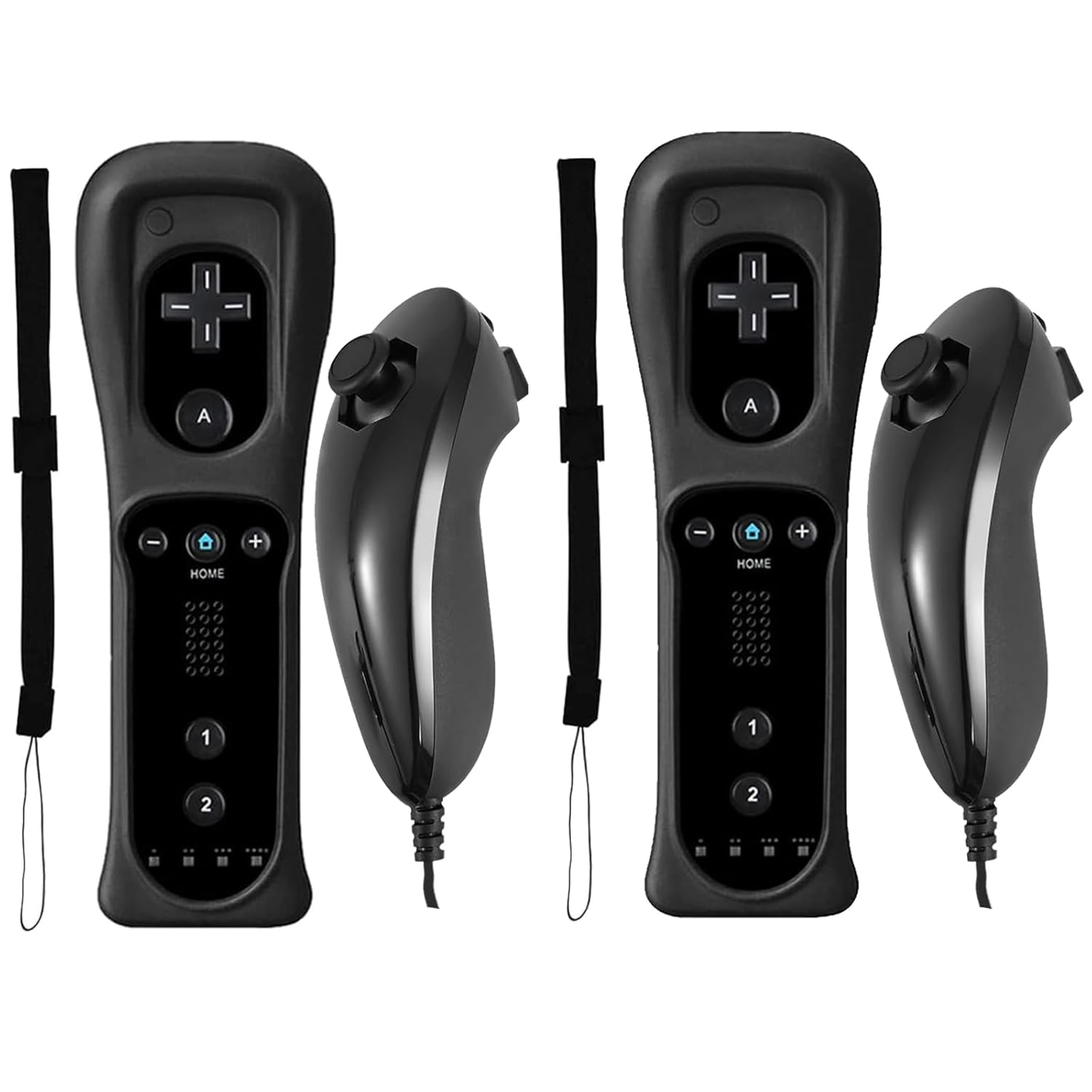 Burcica Controller for Wii Remote and Nunchuck, Wireless Controllers Compatible with Wii/Wii U with Silicone Case and Wrist Strap (Black)