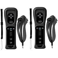 Vista 1 de Burcica Controller for Wii Remote and Nunchuck, Wireless Controllers Compatible with Wii/Wii U with Silicone Case and Wrist Strap (Black)