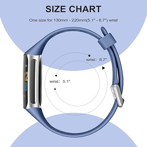 Vista 4 de Maledan Compatible with Fitbit Charge 5/ Fitbit Charge 6 Bands Women Men, Breathable Sport Band Soft Waterproof Replacement Wristbands Strap for