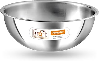 Kraft Futuretec Triply Stainless Steel Cookware Tasla - 3.3 Litre, 24cm / 2.5 mm Thick / Extra Deep Tasla for deep frying / Induction Bottom, Gas Base / 5 Years Warranty