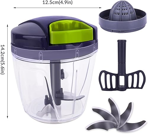 Miniatura 7 de Procesador de alimentos manual profesional picador de verduras, ideal para verduras, jengibre, frutas, frutos secos, hierbas900ml